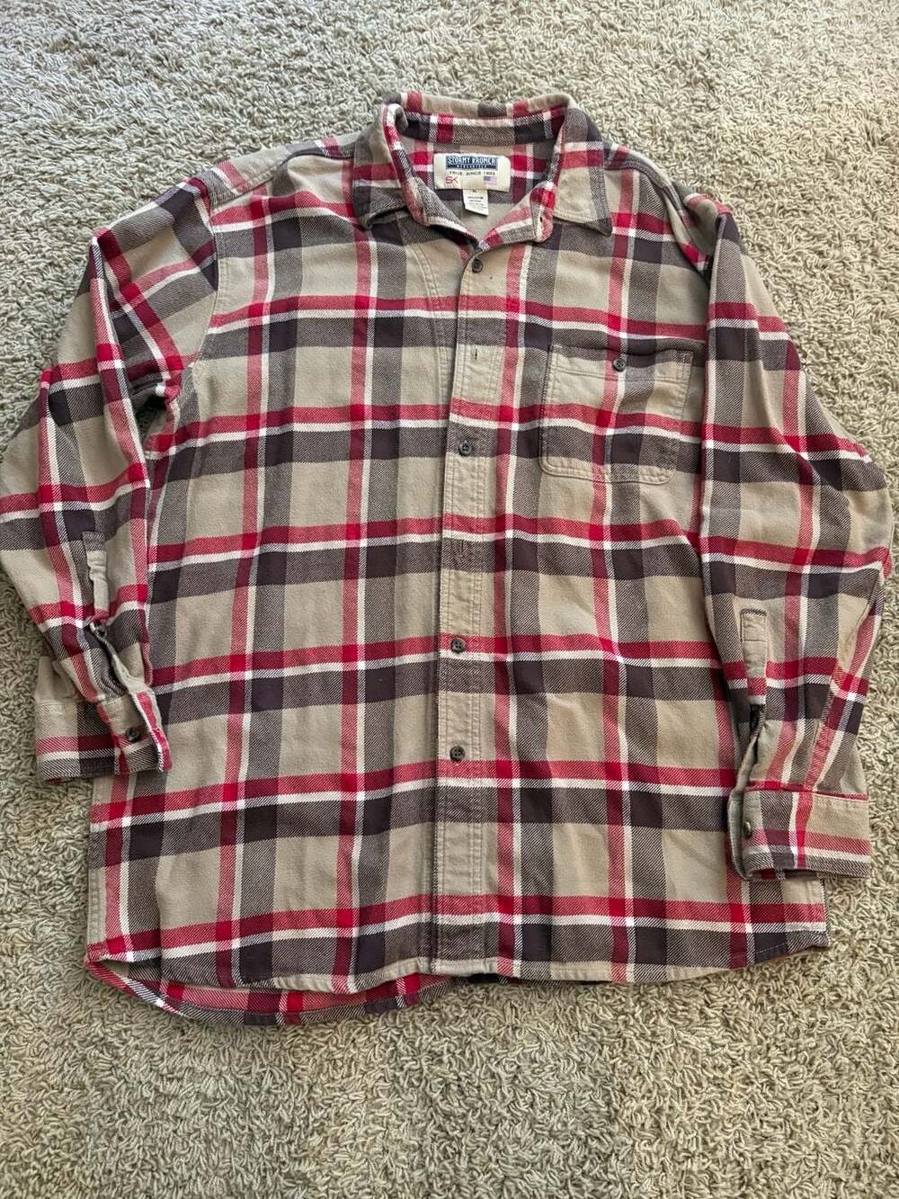 Stormy Kromer Mercantile Men's Red and Beige Plaid flannel XL